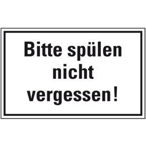 Hinweisschild Spülen nicht vergessen!, Folie, selbstklebend, 150 x 100mm Bild 1