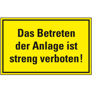 Maschinenhinweisschild Das Betreten der Anlage ist streng verboten, Kunststoff, 300x200mm Bild 1