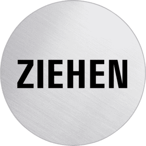 Edelstahlpiktogramm Ziehen, mattgebürstet, Edelstahl, rostfrei, Ø 60mm Bild 1