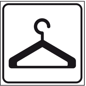 Standard Piktogramm Kleiderbügel, weiß / schwarz, Folie, selbstklebend, 150 x 150mm Bild 1