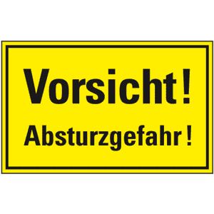 Hinweisschild Vorsicht! Absturzgefahr!, Kunststoff, 300 x 200mm Bild 1