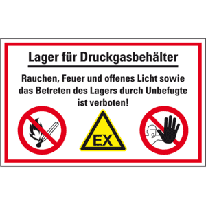 Hinweis- Kombischild Lager für Druckgasbehälter... ! Kunststoff, 300 x 200mm Bild 1