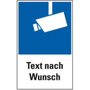 Hinweisschild Videoinfozeichen, mit Text nach Wunsch, Kunststoff, 200 x 300mm Bild 1