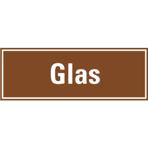 Hinweisschild Glas, braun / weiß, Folie, selbstklebend, 297 x 105mm Bild 1