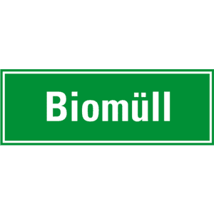 Hinweisschild Biomüll, grün / weiß, Folie, selbstklebend, 297 x 105mm Bild 1
