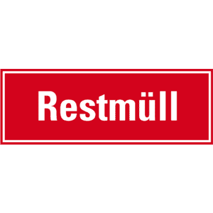 Hinweisschild Restmüll, rot / weiß, Folie selbstklebend, 297 x 105mm Bild 1