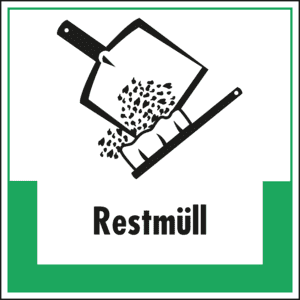 Abfallkennzeichen Restmüll, Symbol / Text, Recycling- Verbundplatte, 200 x 200mm Bild 1