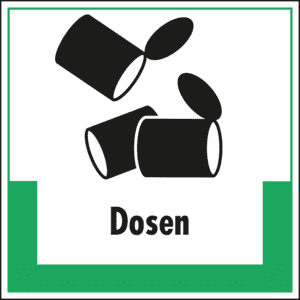 Abfallkennzeichen Dosen, mit Symbol und Text, Folie, selbstklebend, 200 x 200mm Bild 1
