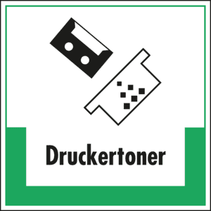 Abfallkennzeichen Druckert, mit Symbol und Text, Folie, selbstklebend, 200 x 200mm Bild 1