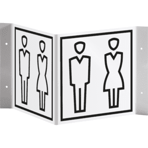 Tür-Nasenschild Piktogramm Frauen - und Männer-WC, Kunststoff, 150x150mm Bild 1