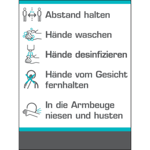 Hinweisschild Abstand halten Hände waschen..., mit Symbolen, Kunststoff, 300x400mm Bild 1
