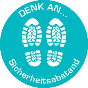 Bodenzeichen Denk an Sicherheitsabstand, R10, Bodenmarkierungsfolie, Ø 400mm Bild 1
