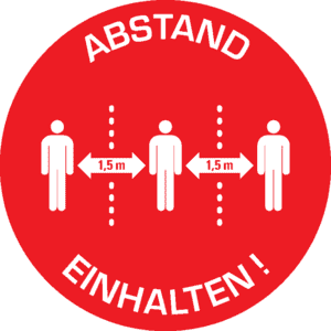 Bodenzeichen Abstand 1,5 m Einhalten!, R10, Bodenmarkierungsfolie, Ø 400mm Bild 1