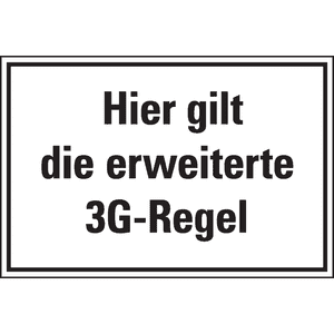 Hinweisschild Hier gilt die erweiterte 3G- Regel, Folie, selbstklebend, 300 x 200mm Bild 1