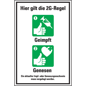 Hinweisschild Hier gilt die 2G- Regel, Kunststoff, 200 x 300mm Bild 1