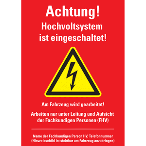 Warnzeichen Achtung Hochvolt, DGUV209-093, eingeschaltet, rot, Magnetfolie, 297x210mm Bild 1