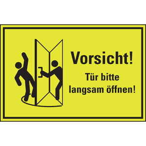 PERMALIGHT® power Vorsicht! Tür bitte langsam öffnen!, Folie, fluoresz, 300x200mm Bild 2