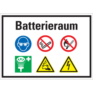 Hinweisschild Batterieraum, Kunststoff, 420 x 297mm Bild 1