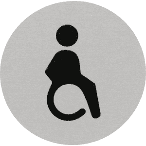 Türschild Piktogramm Behinderten- Toilette, Aluminium, selbstklebend, Ø 60mm Bild 1