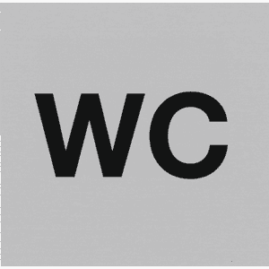 Türschild WC, mit Text, Aluminium, selbstklebend, 60 x 60mm Bild 1