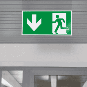 Rettungs-Fahnenschild blanko, doppelseitig, zur Deckenmontage, Kunststoff, 400x200mm Bild 2