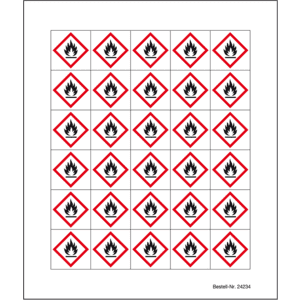Minisymbol GHS 02 Entzündbare Stoffe, Folie, selbstklebend, 20x20mm, 30 / Bogen Bild 2
