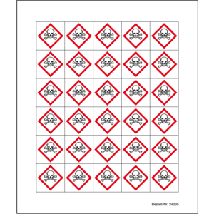 Minisymbol GHS 06 Akute Toxizität, Polyesterfolie, selbstklebend, 20x20mm, 30 / Bogen Bild 2