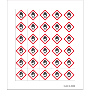 Minisymbol GHS 03 Entzündende Stoffe, Folie, selbstklebend, 20x20mm, 30 / Bogen Bild 2