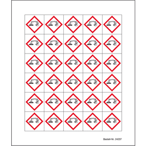 Minisymbol GHS 05 Hautätzend, Polyesterfolie, selbstklebend, 20x20mm, 30 / Bogen Bild 2