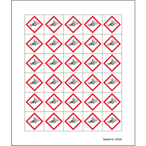 Minisymbol GHS 01 Explosive Stoffe, Polyesterfolie, selbstklebend, 20x20mm, 30 / Bogen Bild 2