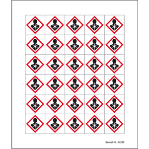 Minisymbol GHS 08 Gesundheitsgefahr, Folie, selbstklebend, 20x20mm, 30 / Bogen Bild 2