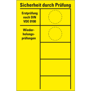 Prüfnachweis Typ A, Erstprüfung nach VDE 0100, Folie, ablösbar, 90 x 140mm Bild 1