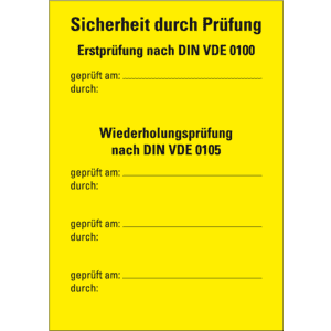 Prüfnachweis Typ B, Erstprüfung nach VDE 0100/0105, Folie, ablösbar, 105 x 148mm Bild 1