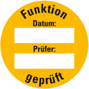 Prüfplakette Funktion geprüft, gelb, Folie, ablösbar, Ø 30mm, 18 / Bogen Bild 1