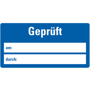 Infoplakette Geprüft am: durch:, Hochleistungsfolie mit Laminat, 50x25mm, 10 / Bogen Bild 1