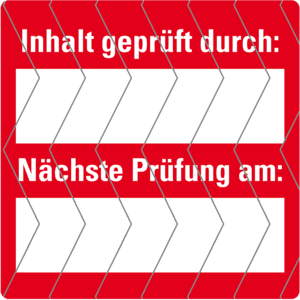Siegel Inhalt geprüft durch:, rot/weiß, Folie, selbstklebend, 40x40mm, 12 / Bogen Bild 1
