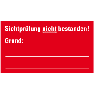 Prüfplakette Sichtprüfung nicht bestanden, Grund, rot/weiß, Dokumentenfolie, 45x25mm, 12 / Bogen Bild 1