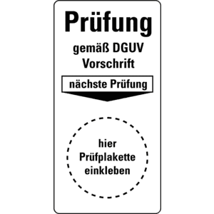 Mini-Grundplakette Prüfung DGUV Vorschrift, Nächster Prüftermin, Cellulose-Folie, 20x40mm, 16 / Bogen Bild 1