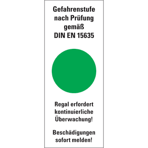 Hinweisetikett Gefahrenstufe grün, kontinuierl.Überwachung! Folie, 40x100mm, 5 / Bogen Bild 1