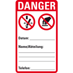 Wartungsetikett DANGER, beschriftbar, Polyesterfolie, Oberflächensch, 75x130mm, 5 / Verpackungseinheit Bild 1