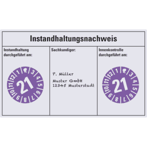 Instandhaltungsnachweis Feuerlöscher, DIN 14406-4, Folie, ablösbar, 100x60mm, 4 / Bogen Bild 2