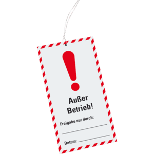 Wartungsanhänger Außer Betrieb!, Kunststoff, 76x147mm, inkl.Kabelbinder, 10 / Verpackungseinheit Bild 1