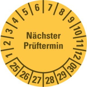 Prüfplakette Nächster Prüftermin 25-30, gelb, Basic Folie, Ø 30mm, 500 / Rolle Bild 1