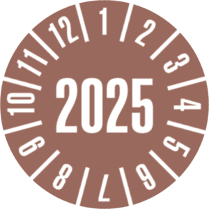 Jahresprüfplakette 2025, braun, Basic Folie, selbstklebend, Ø 30mm, 500 / Rolle Bild 1