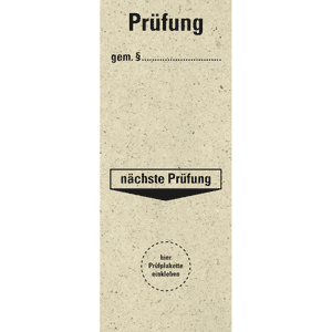 Grundetikett Prüfung gemäß §…NP, Primärfaser-Graspapier, 40x100mm, 5 / Bogen Bild 1