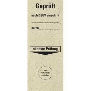 Grundetikett geprüft nach DGUV Vor.durch..NP, Primärfaser-Graspapier, 40x100mm, 5 / Bogen Bild 1