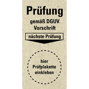 Mini-Grundplakette Prüfung DGUV Vor, Nächster Prüftermin, Primärfaser-Graspapier, 20x40mm, 16 / Bogen Bild 1