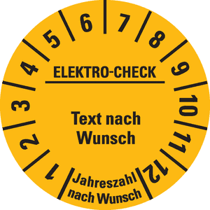Prüfplakette Elektro-Check, Text n.W., gelb/schwarz, Dokumentenfo, Ø 30mm, 18 / Bogen Bild 1