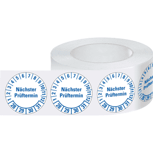 Prüfplakette Nächster Prüftermin 28-31, weiß, Folie, Spezialkleber, Ø 25mm, 500/Rolle Bild 2