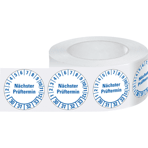 Prüfplakette Nächster Prüftermin 30-33, weiß, Folie, Spezialkleber, Ø 25mm, 500/Rolle Bild 2